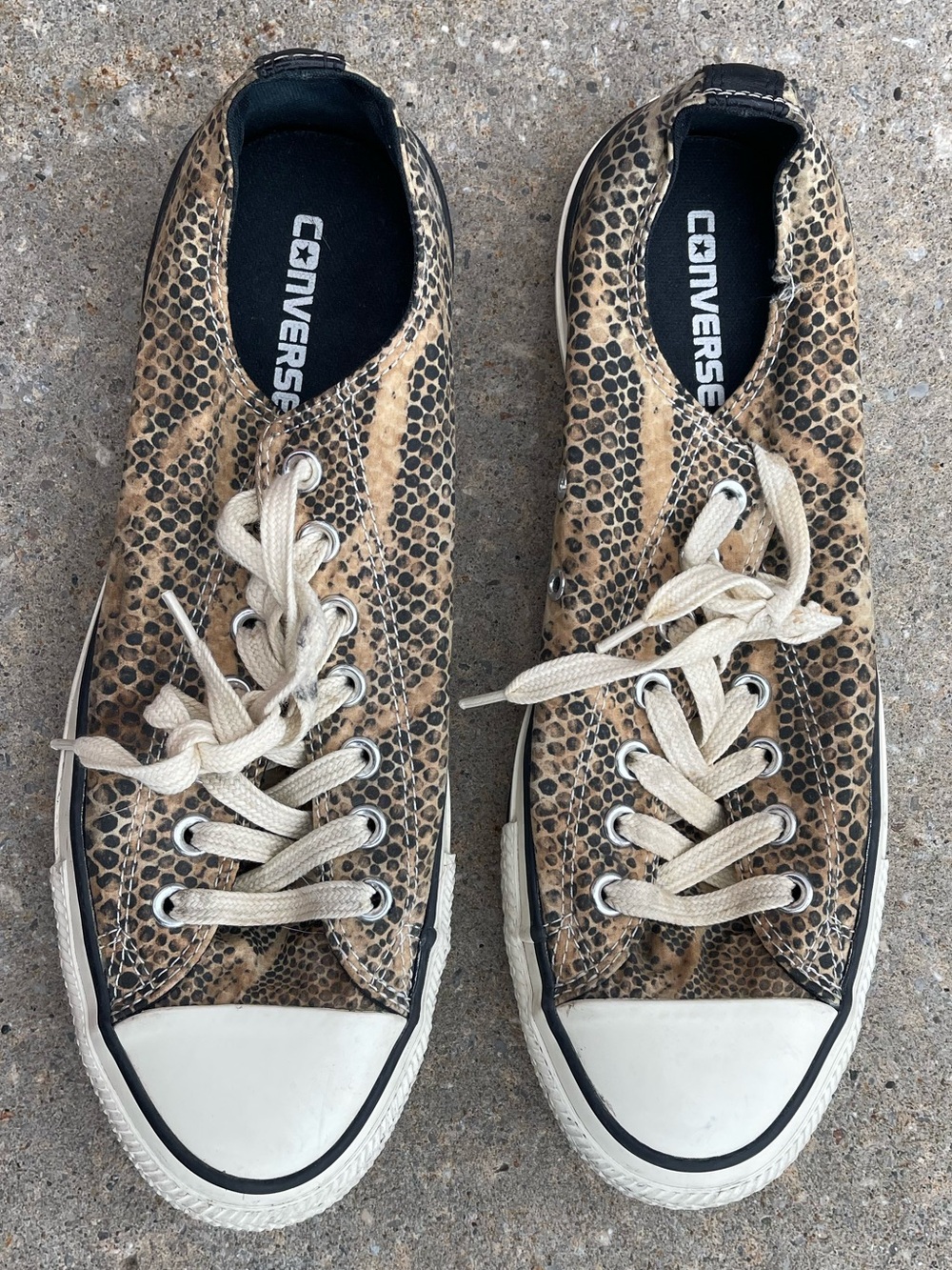 Converse Men’s Low Top Sneakers in Brown Snake Print with Cream Accents